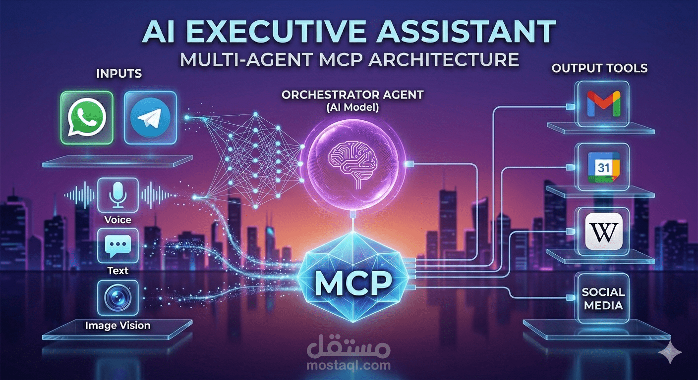 بناء مساعد شخصي ذكي (AI Executive Assistant) بمنظومة Multi-Agent وبروتوكول MCP
