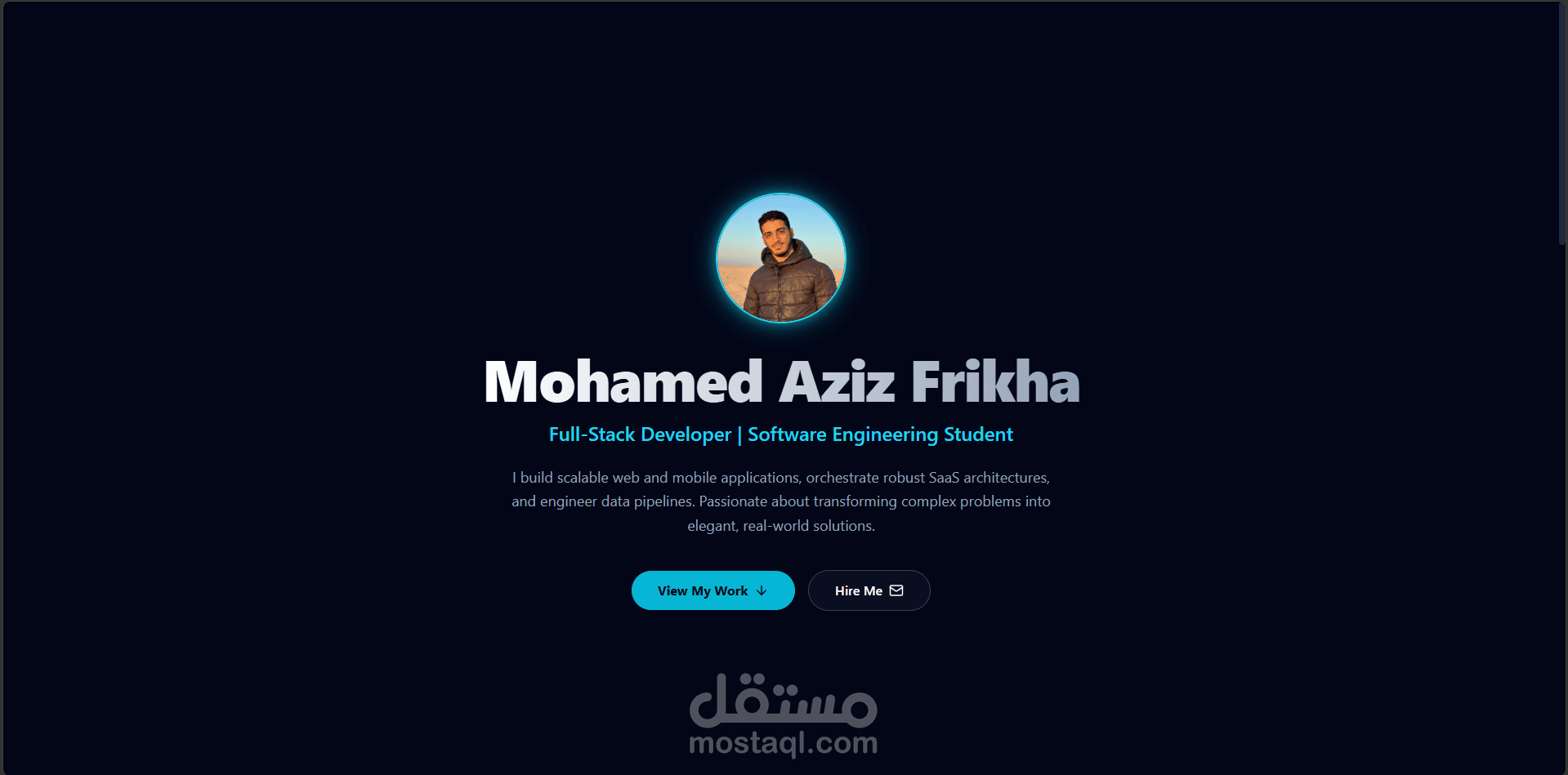 تطوير محفظة شخصية (Portfolio) متكاملة مع لوحة تحكم لإدارة طلبات العملاء