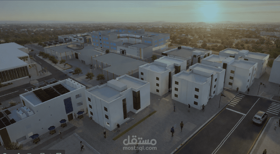 تصميم دار رعاية للأيتام تحت اسم المدينة المتكاملة للأيتام "مدينة الأمل". وفيما يلي وصف شامل لمكونات هذا العمل المعماري: