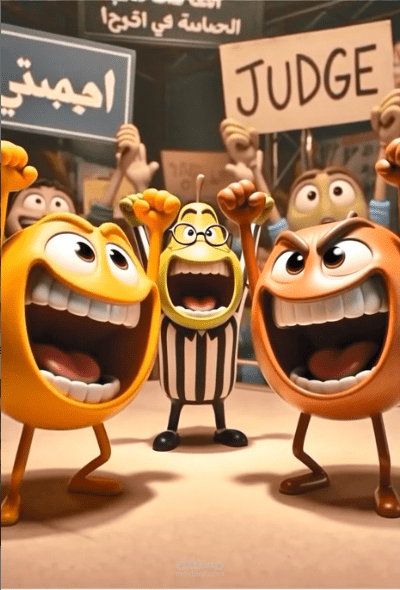 AI Creation Video: It's a comical fight between an apple and an orange.