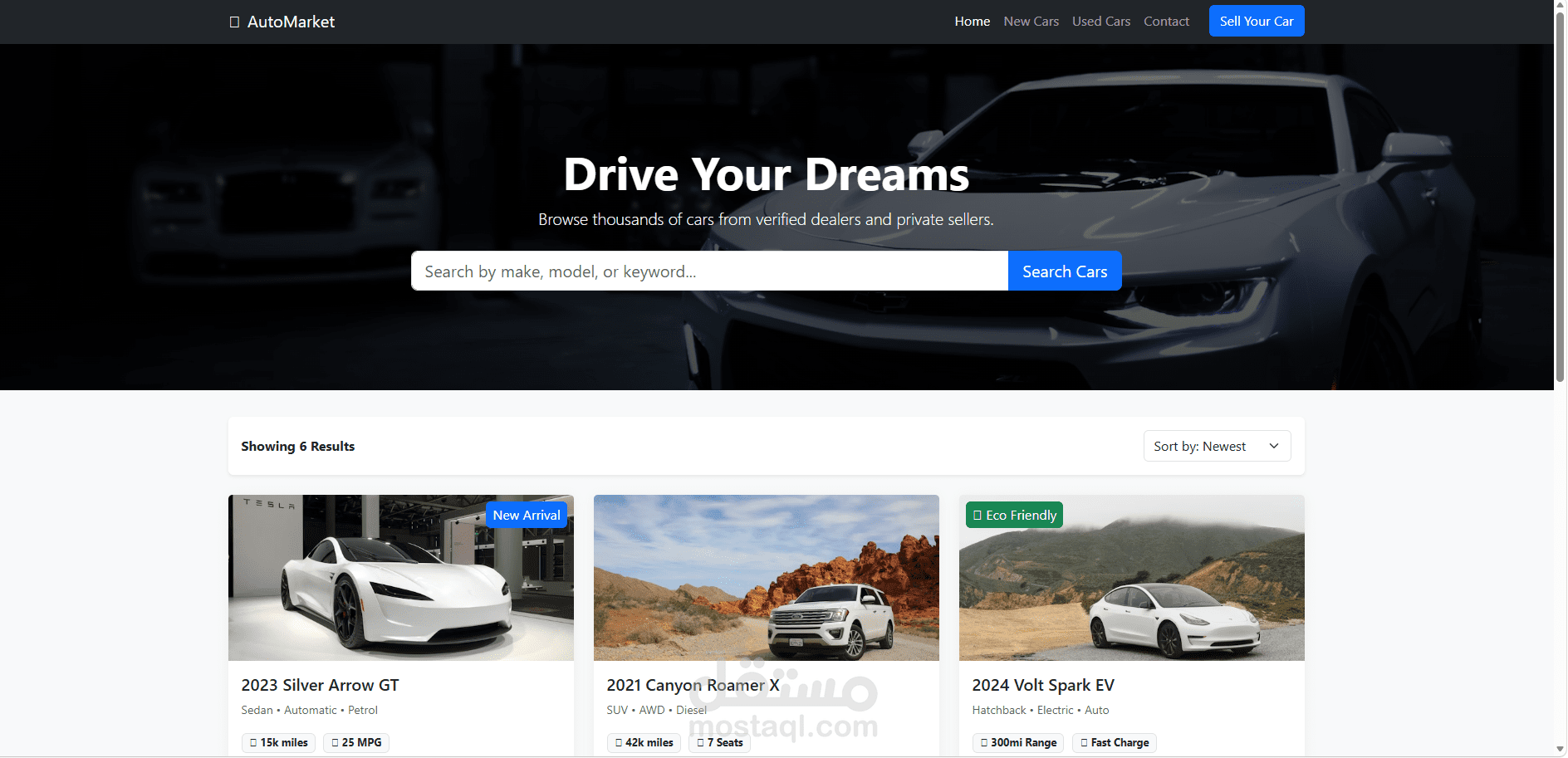 منصة عرض وبيع سيارات متكاملة