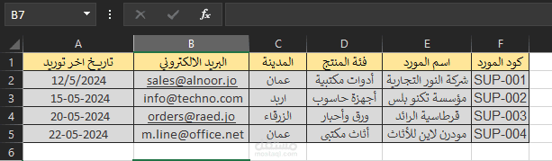 قاعدة بيانات المورّدين