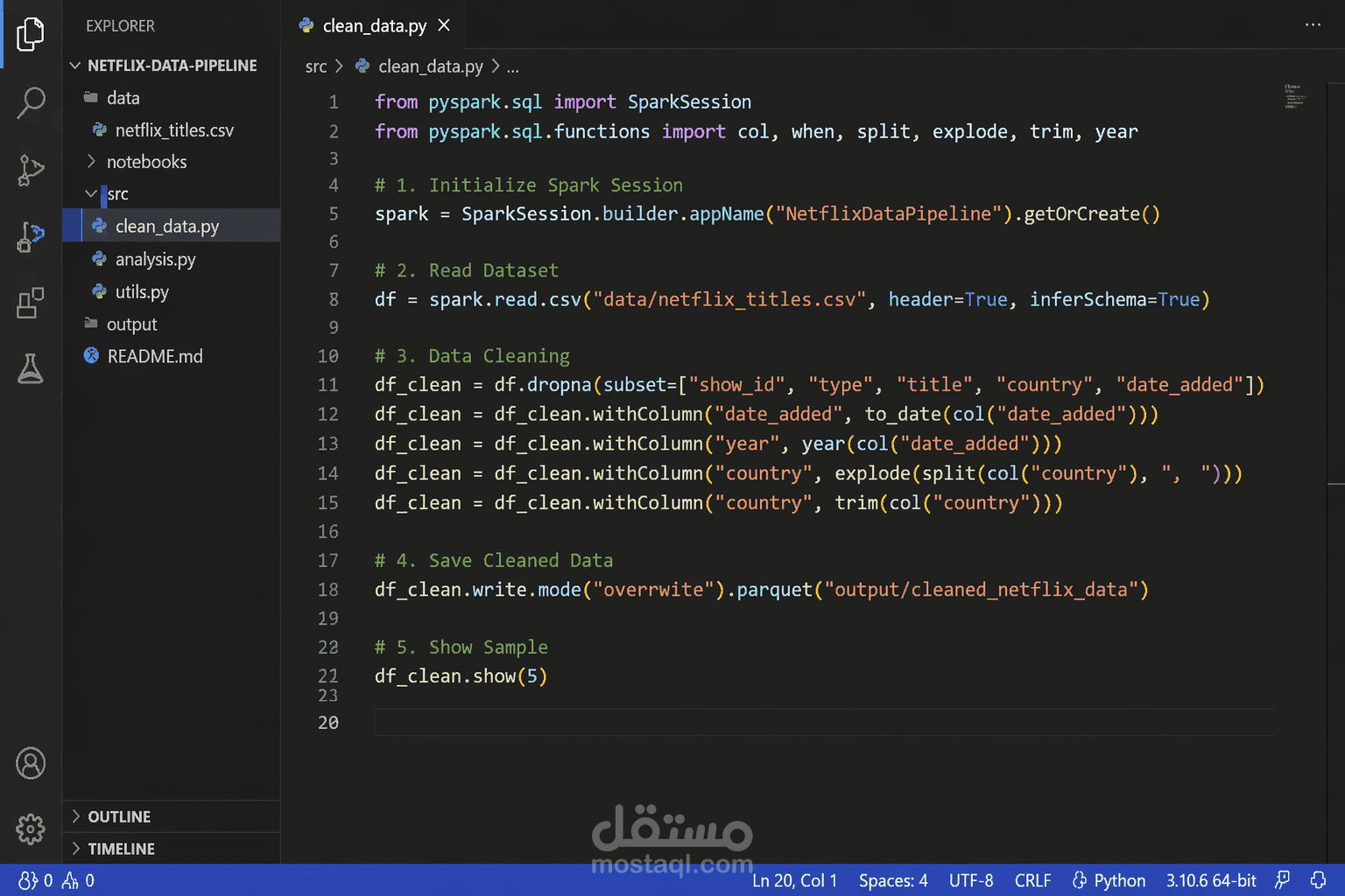 Netflix Data Analytics Pipeline using PySpark