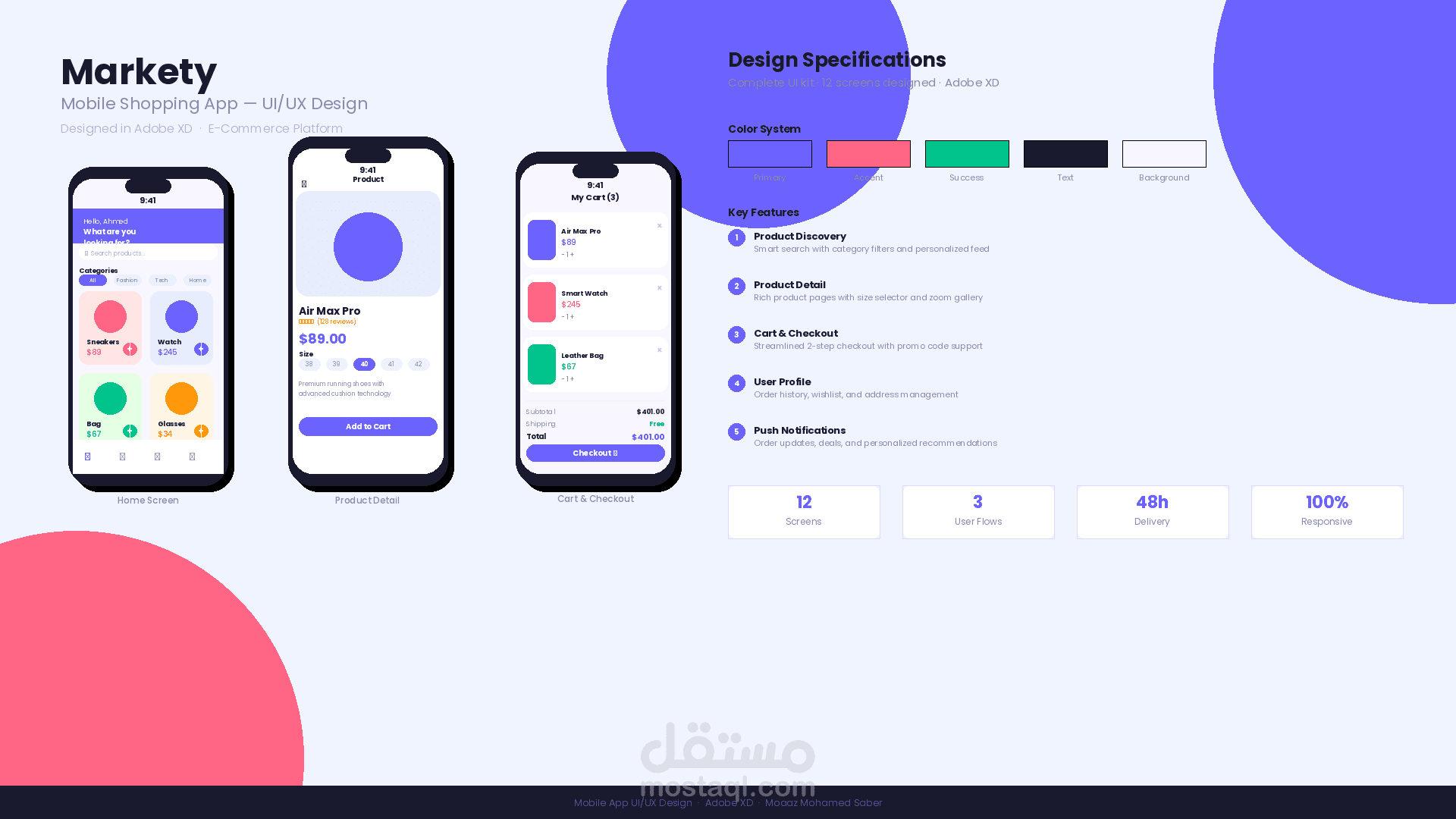 تصميم UI/UX لتطبيق موبايل