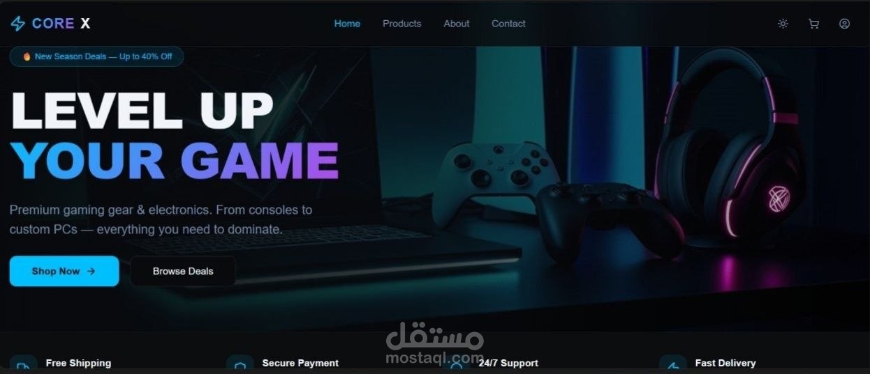 تطوير متجر إلكتروني متكامل (Front-End & Back-End) مع لوحة تحكم لإدارة المنتجات والطلبات