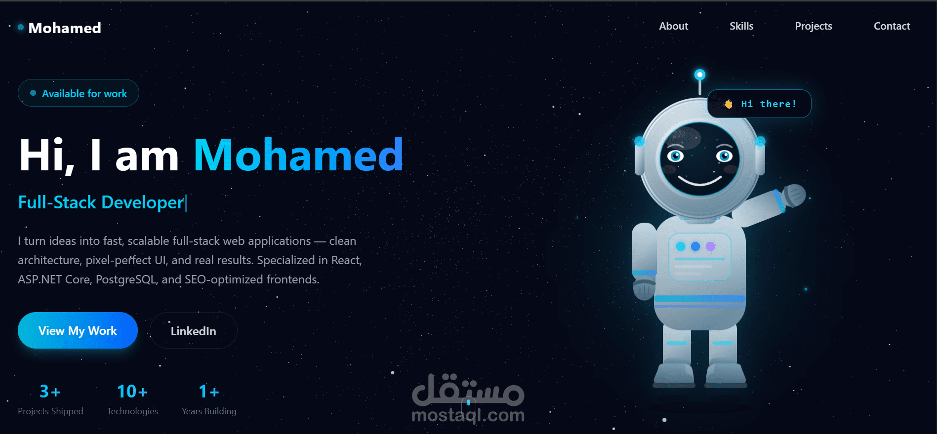 3D Interactive Space -Themed Portfolio