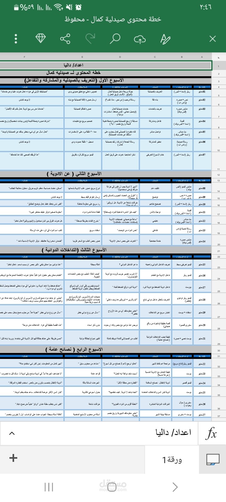 خطة محتوى شهرية