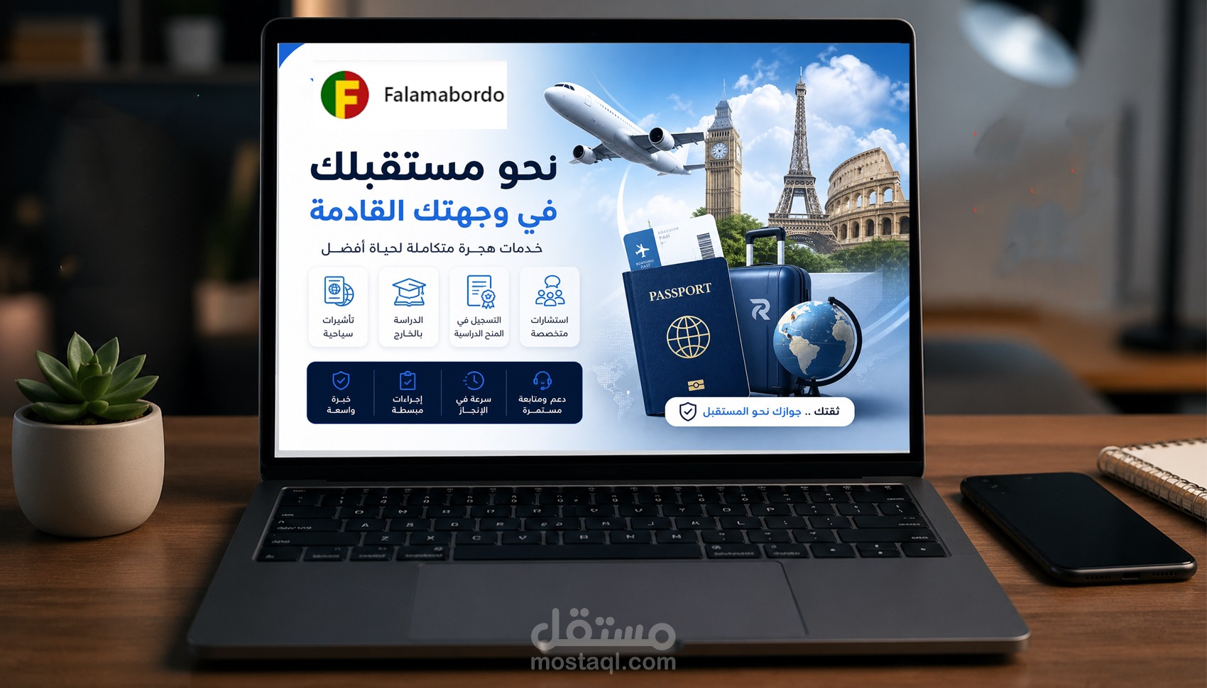 تصميم منصة خدمات الهجرة والتأشيرات والدراسة بالخارج