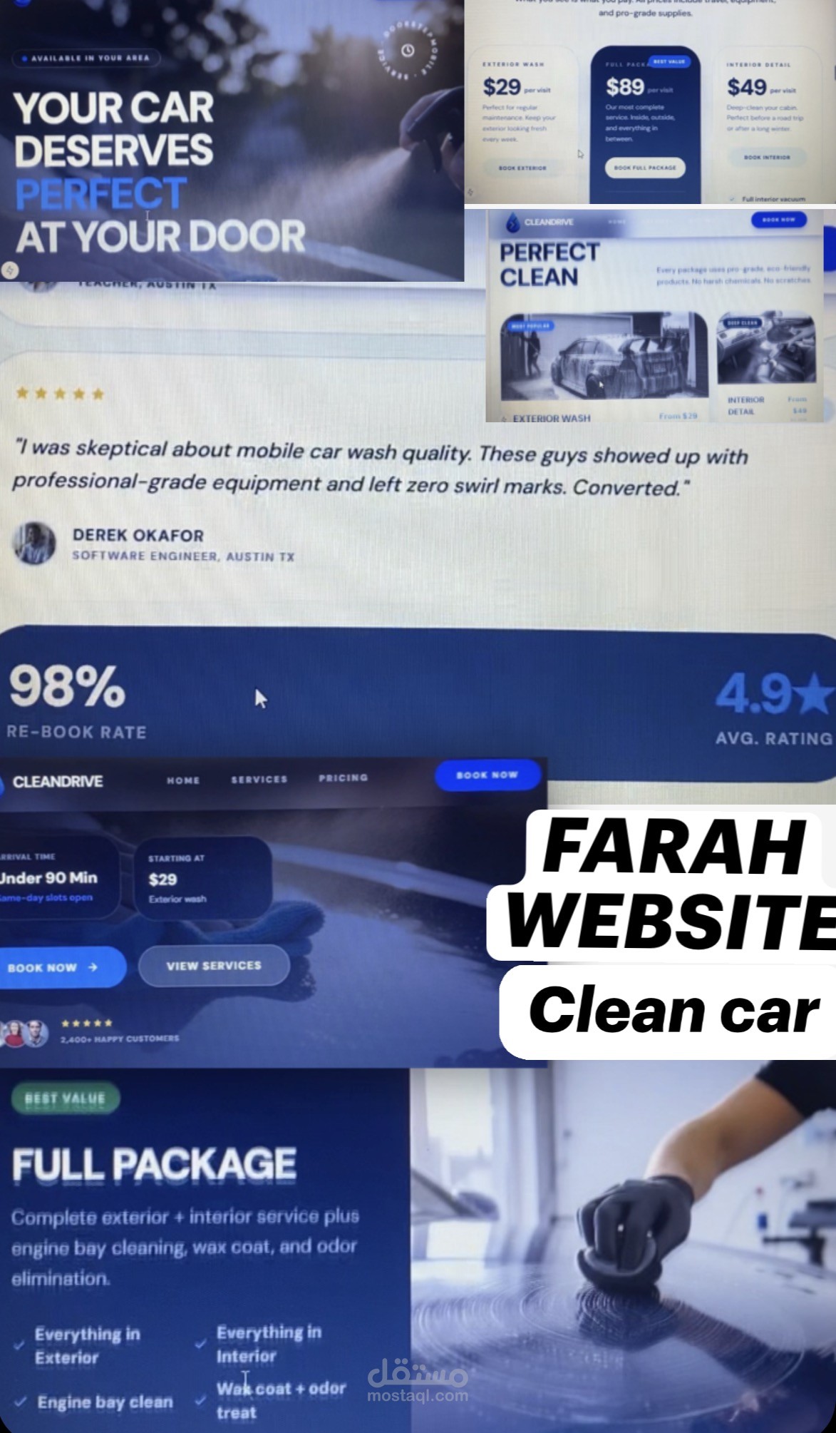 تصميم و برمجة صفحة هبوط عصرية لخدمة clean drive لغسيل السيارات