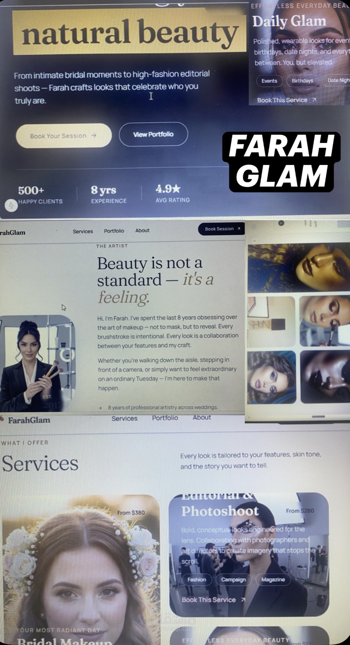 تصميم و برمجة صفحة الهبوط (landing pages)  احترافية لخبير التجميل -Farah Glam