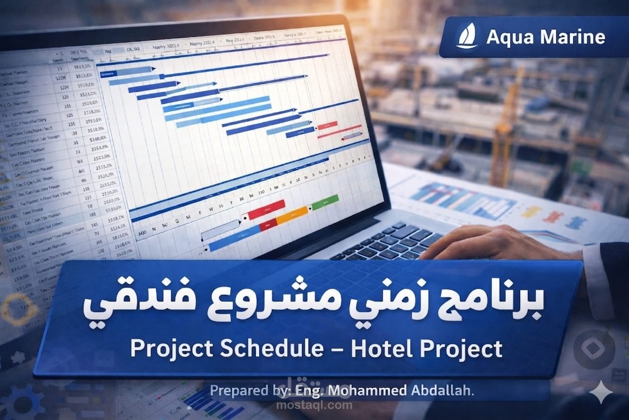 برنامج زمني لمشروع فندق سياحي جاري تنفيذه بمحافظة البحر الأحمر