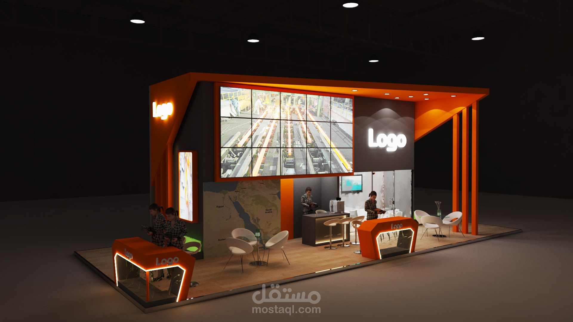 تصميم معارض او اكشاك او مؤتمرات وستاندات - رؤية اعمالي اتبع اللينك