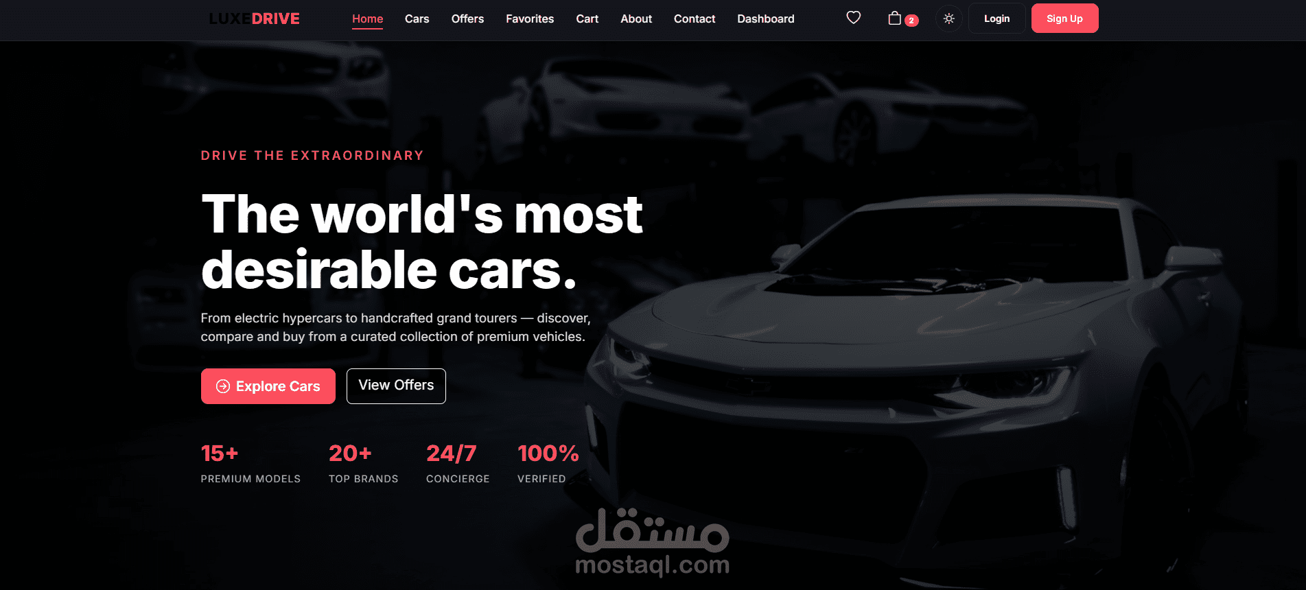 تصميم وتطوير واجهة موقع فاخر لبيع السيارات (Luxury Car Website UI)