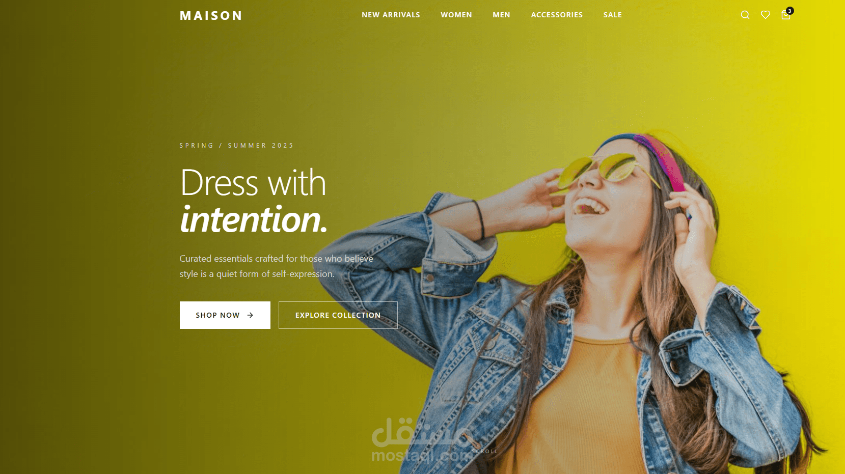 تصميم واجهة متجر إلكتروني عصري للأزياء (Landing Page - Maison)