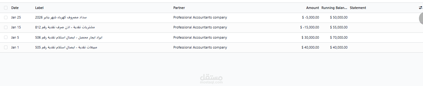 تسجيل العمليات علي برنامج odoo