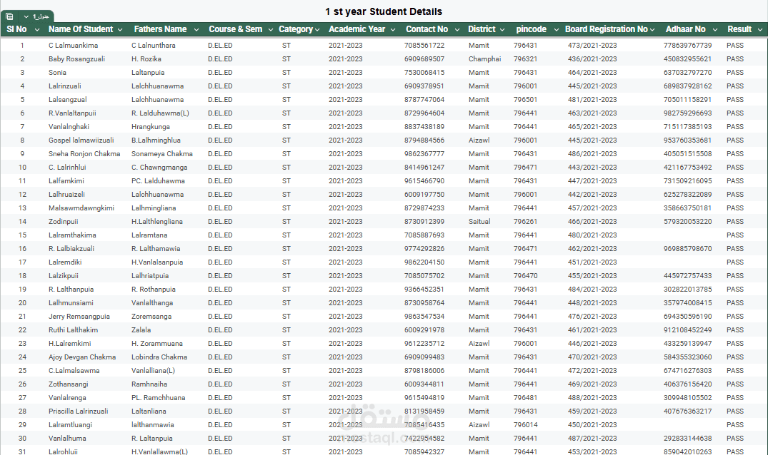 Student Data Entry and Organization from PDF to Spreadsheet (إدخال وتنظيم بيانات الطلاب من PDF إلى جدول)
