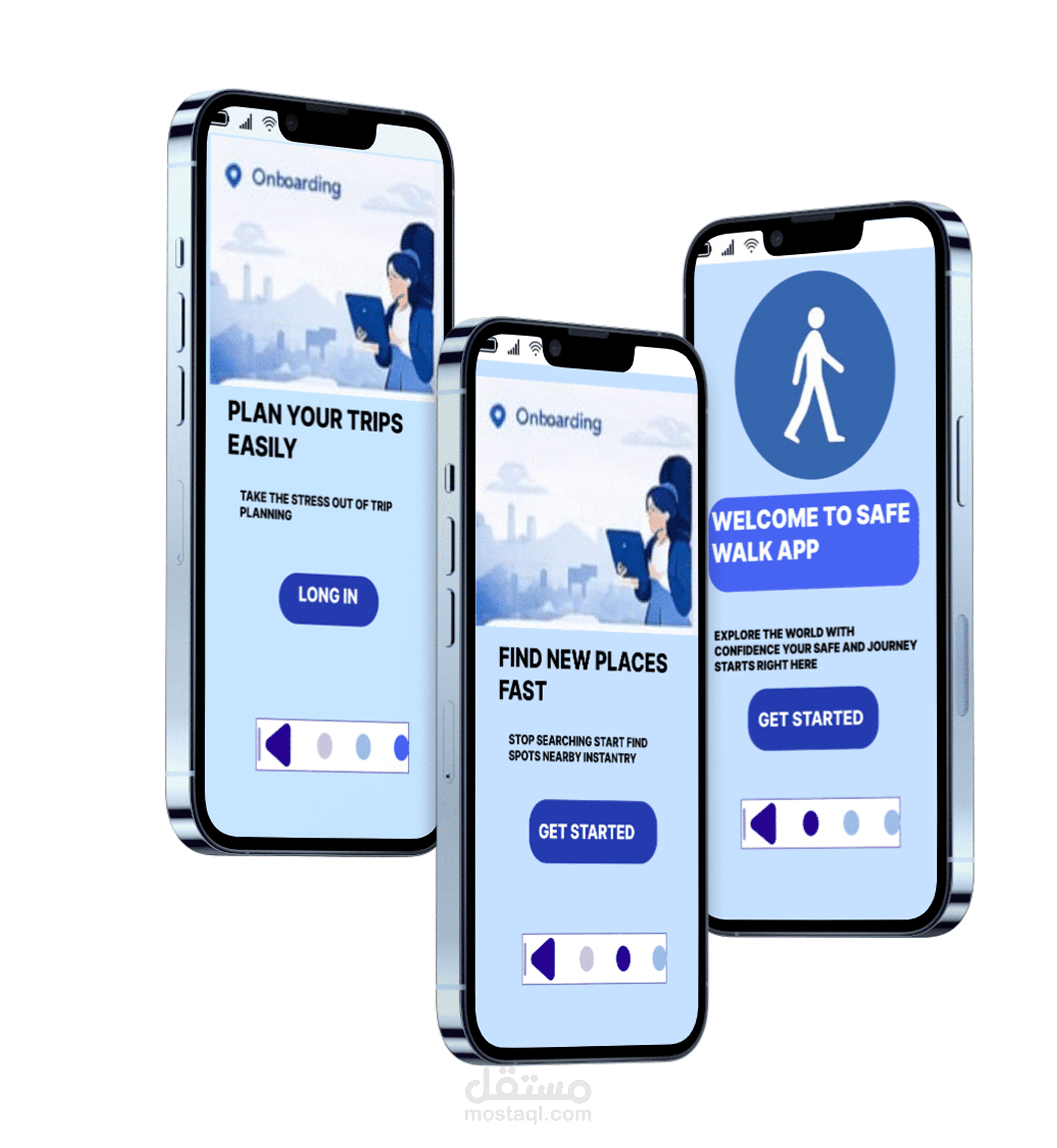 تصميم واجهه واعدادات تطبيق المشي الامن