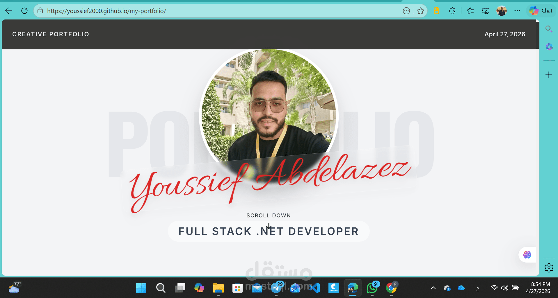 معرض أعمالي الشخصي الاحترافي (Professional Portfolio Website)