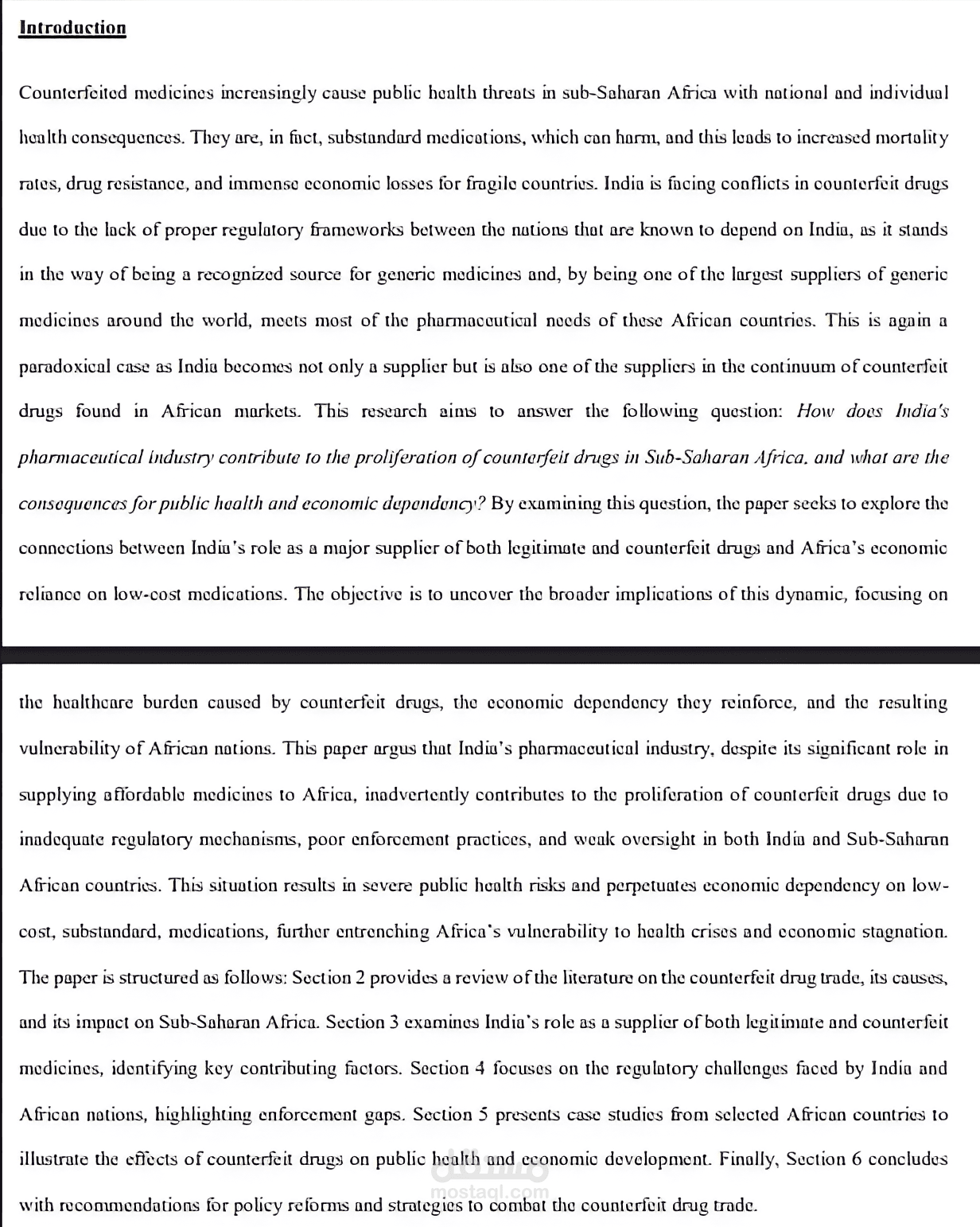 دراسة بحثية : "أزمة الأدوية المغشوشة في أفريقيا جنوب الصحراء ودور الصناعات الدوائية الهندية"
