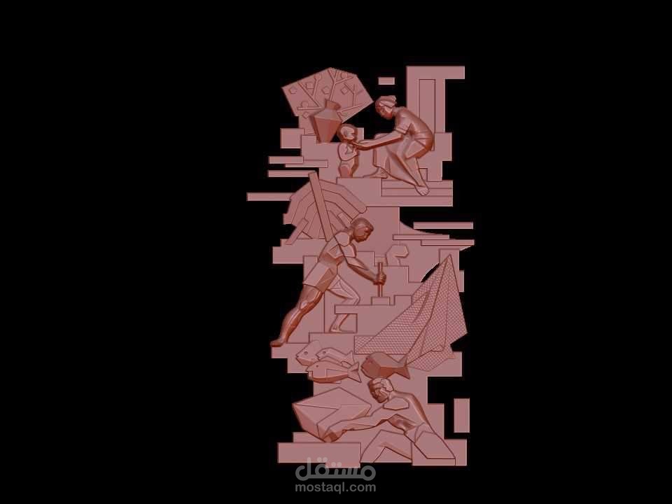 تصميم فني تجريدي ثلاثي الأبعاد لكسوة الجدران والديكور.