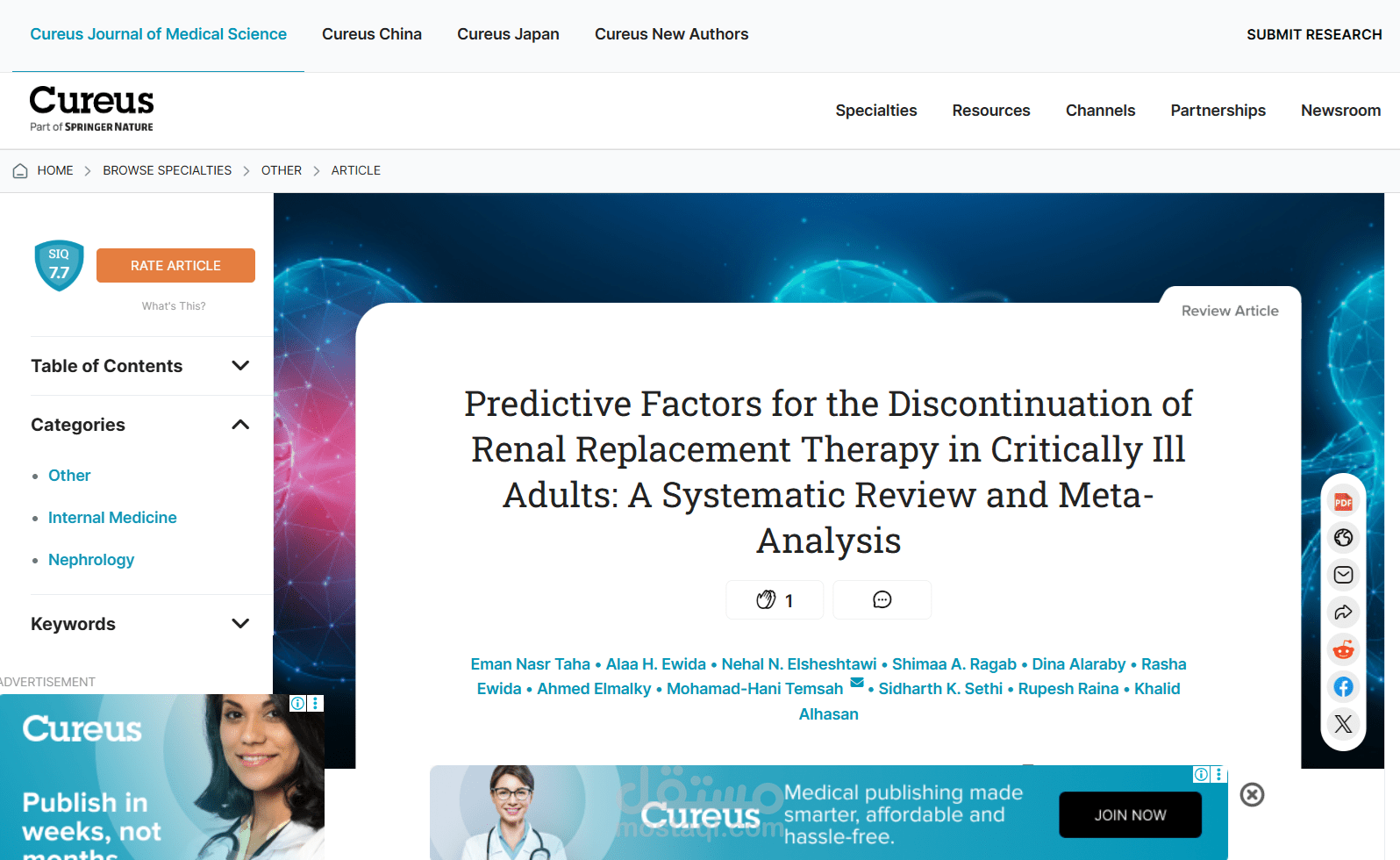 Predictive Factors for the Discontinuation of Renal Replacement Therapy in Critically Ill Adults: A Systematic Review and Meta-Analysis