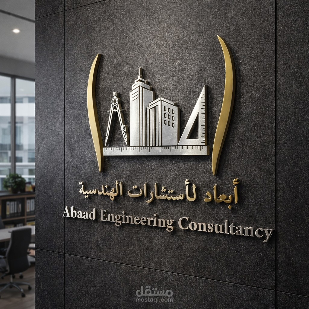 تصميم هوية بصرية متكاملة لمكتب "أبعاد" للاستشارات الهندسية.