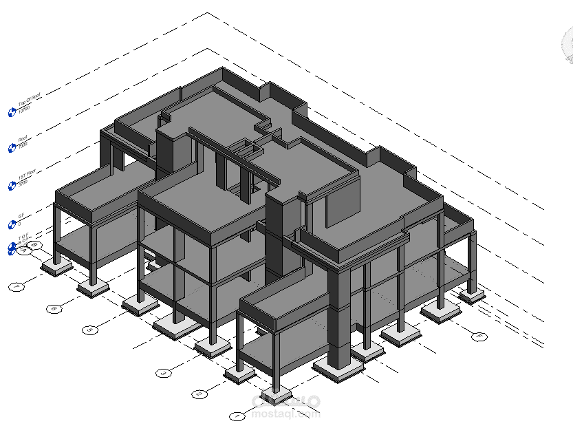 نموذج إنشائي ثلاثي الأبعاد لفيلا على برنامج Revit وأنشاء مخططات LOD300