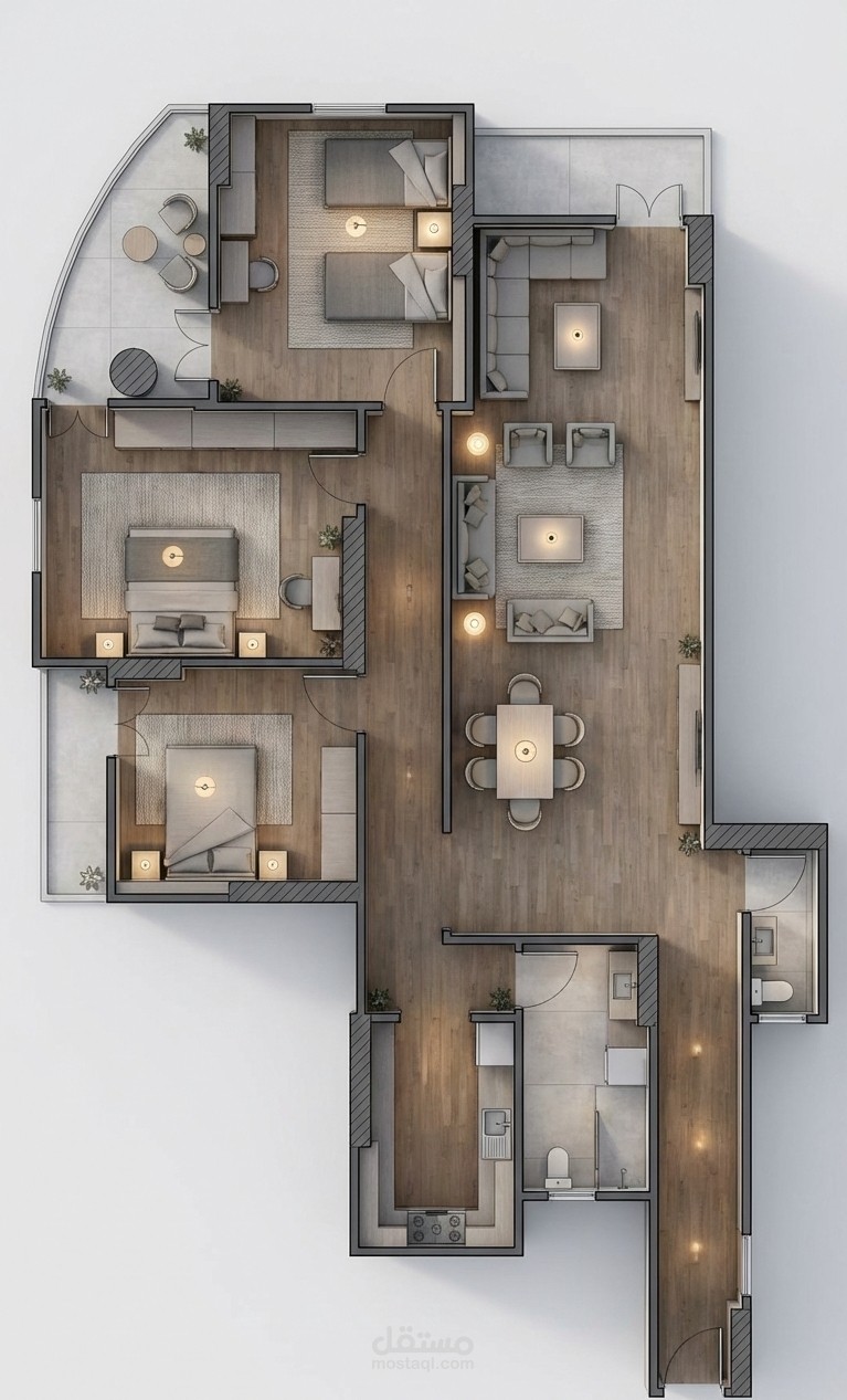 تصميم معماري وتوزيع الفراغات