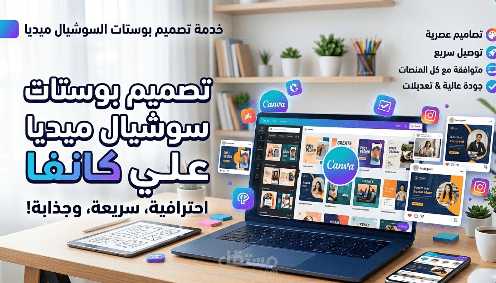 تصميم منشورات سوشيال ميديا احترافية باستخدام Canva