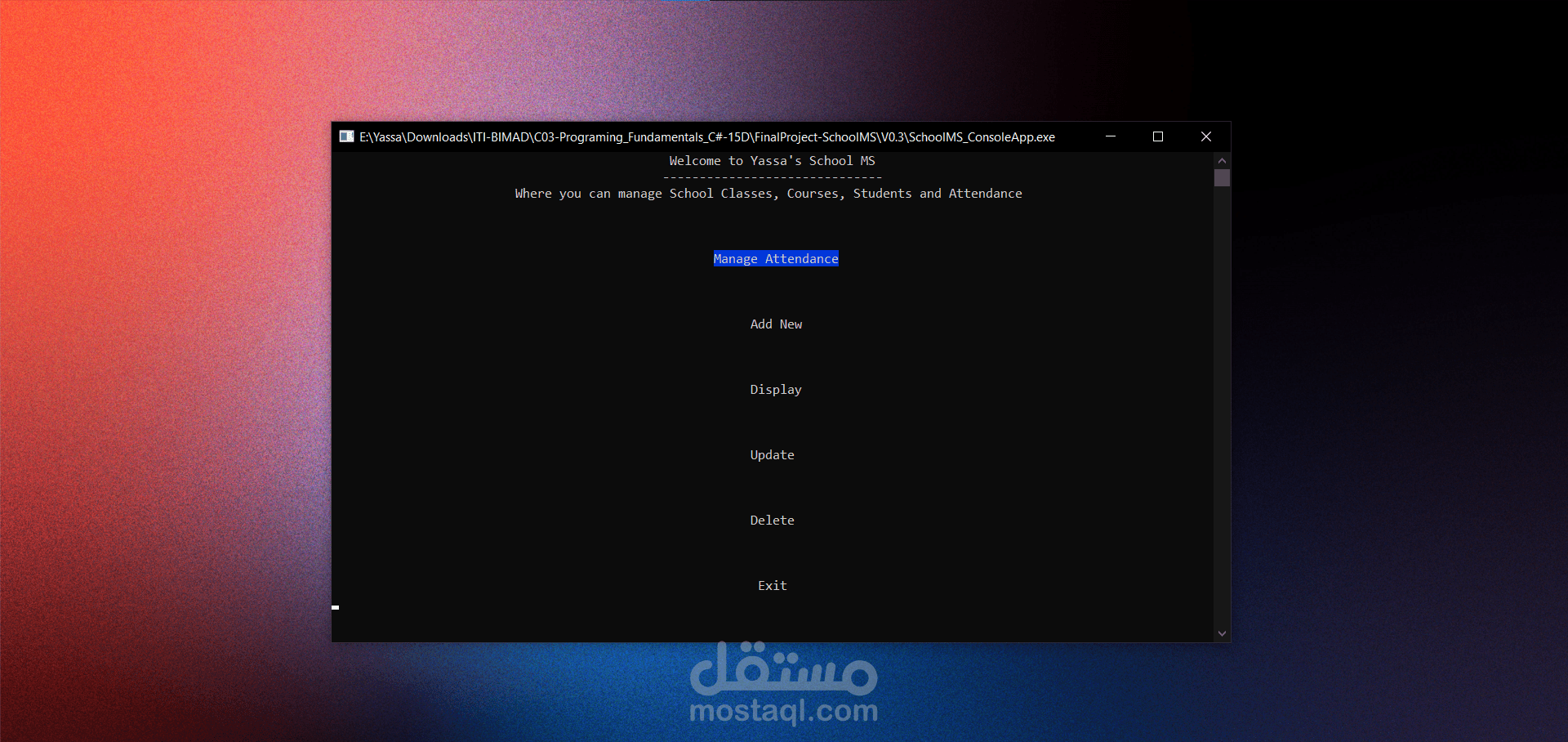 School Management System — Console App + SQLite