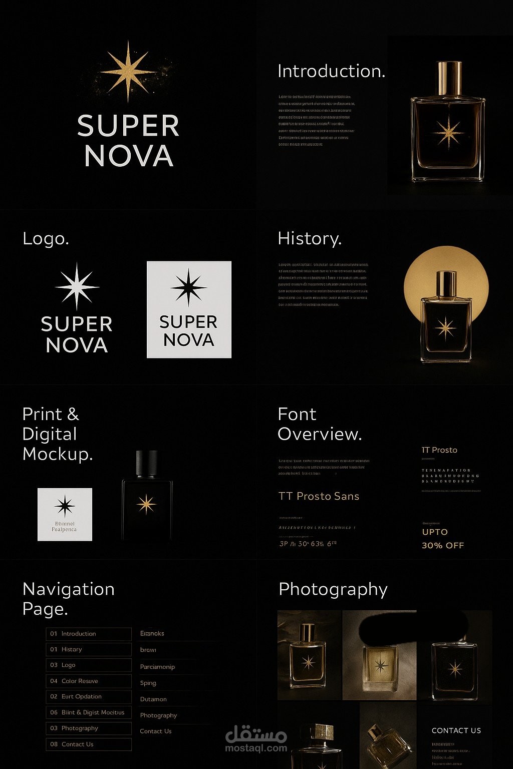 بناء هوية فاخرة لبراند عطور “Supernova” من الشعار إلى التغليف