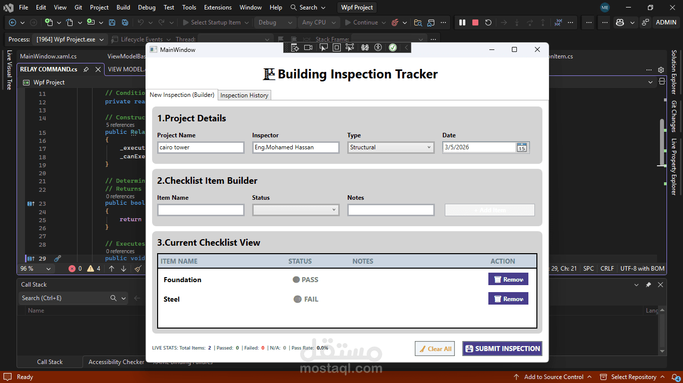 Building Inspection Tracker – WPF Desktop Application