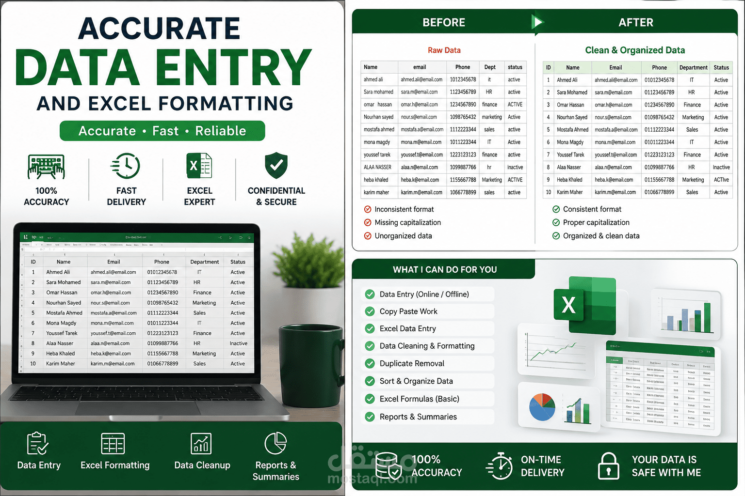 Accurate Data Entry and Excel Formatting