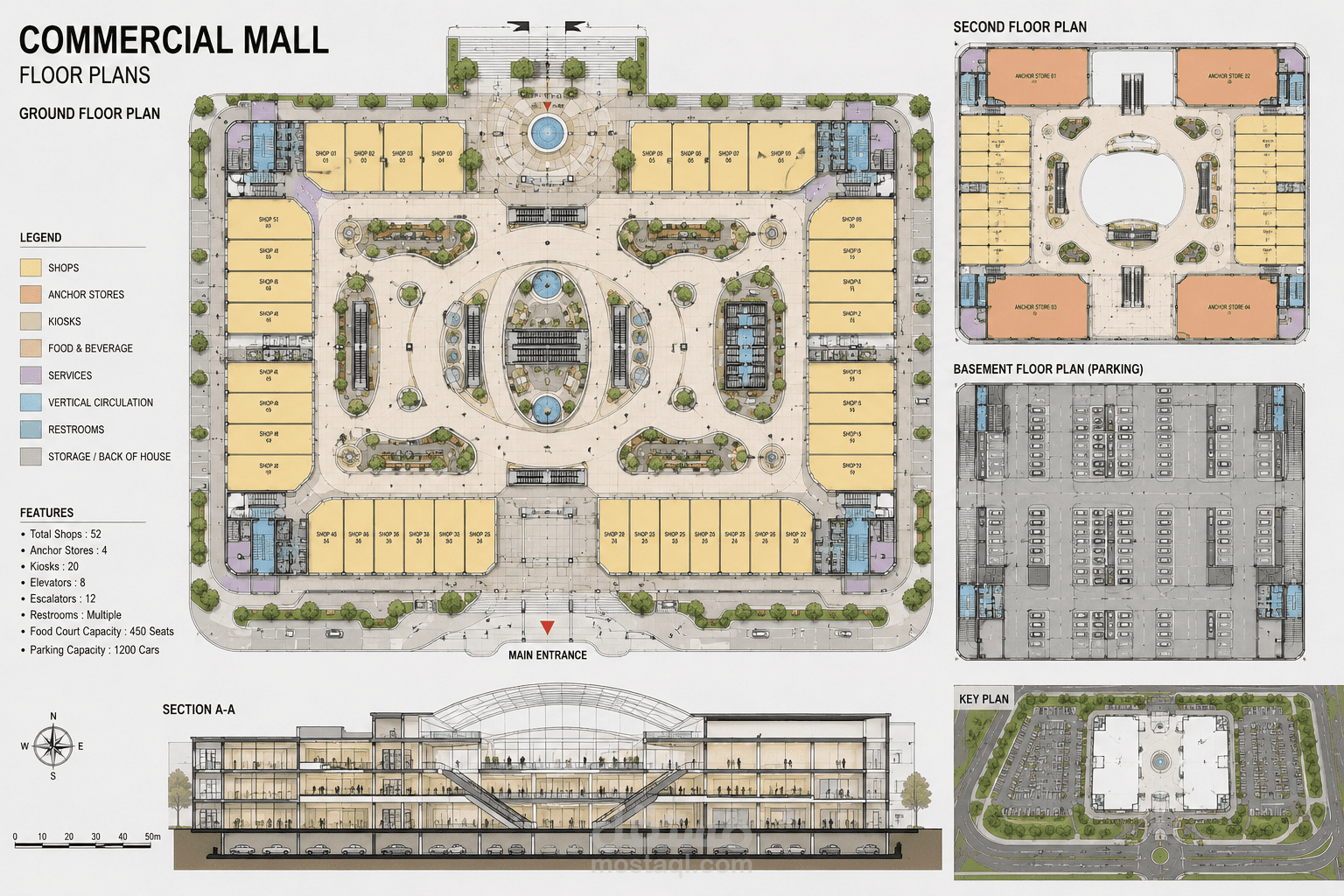 Luxury Commercial Mall Design | تصميم مول تجاري عصري متكامل