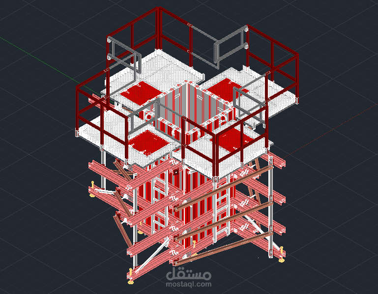 Coffrage métallique à aile de moulin pour les poteaux sur AutoCAD