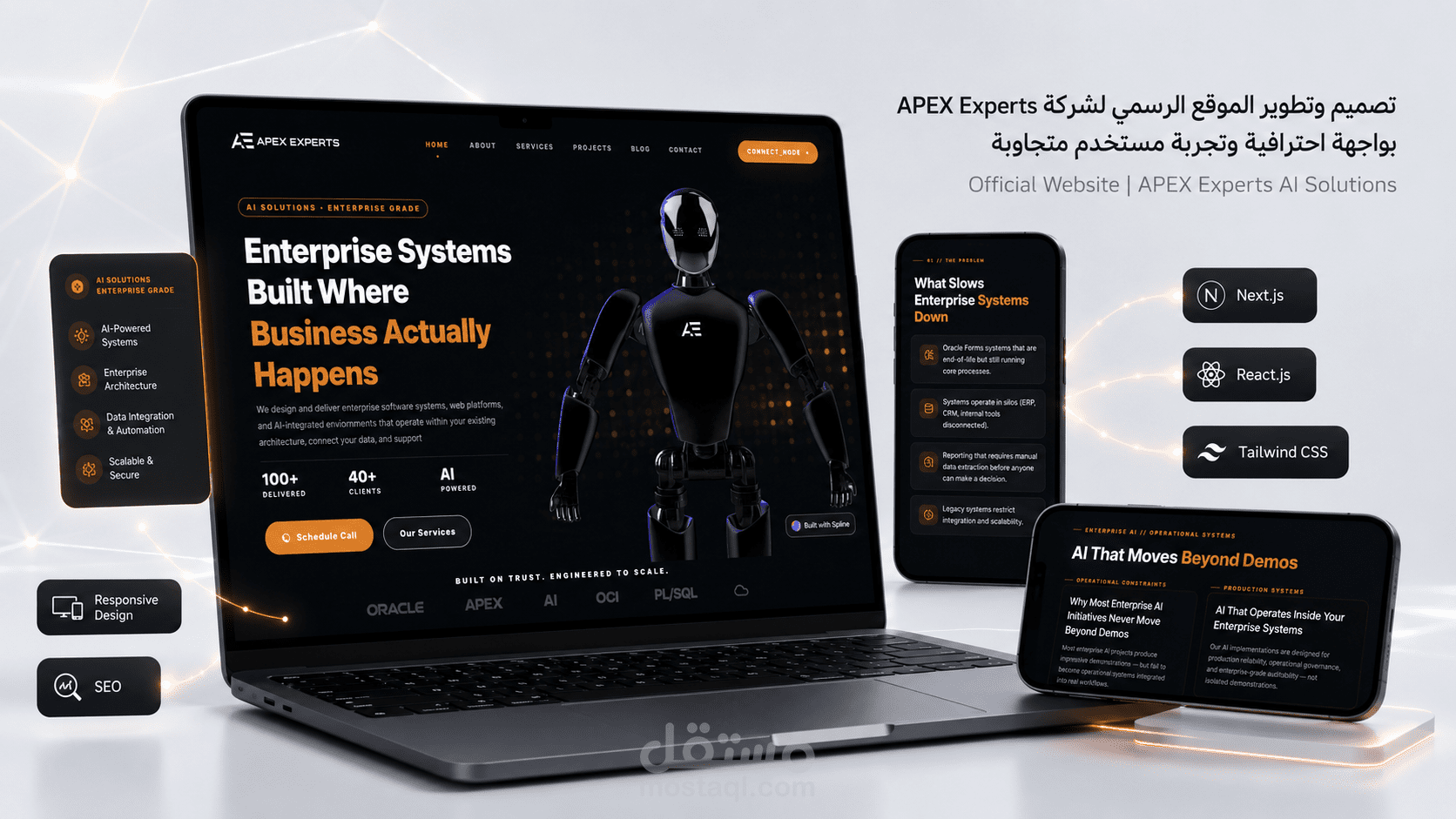تصميم وتطوير موقع شركة  APEX Experts AI Solutions