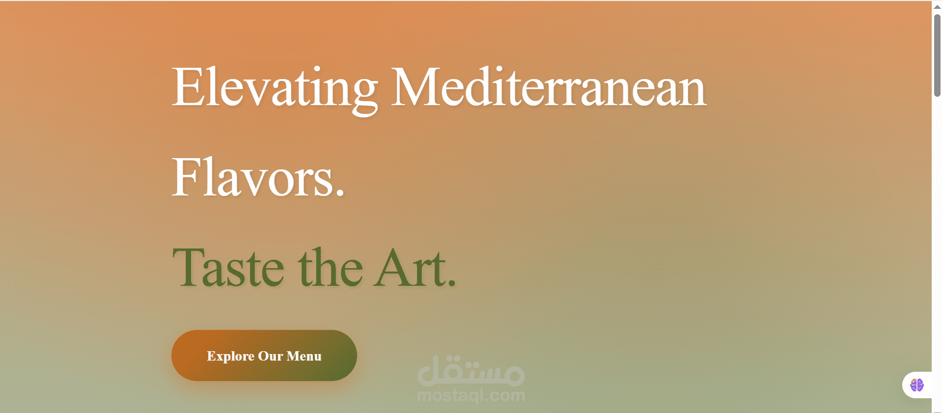 تصميم وبرمجة صفحة هبوط (Landing Page) لمطعم "زعفران وريحان" الفاخر