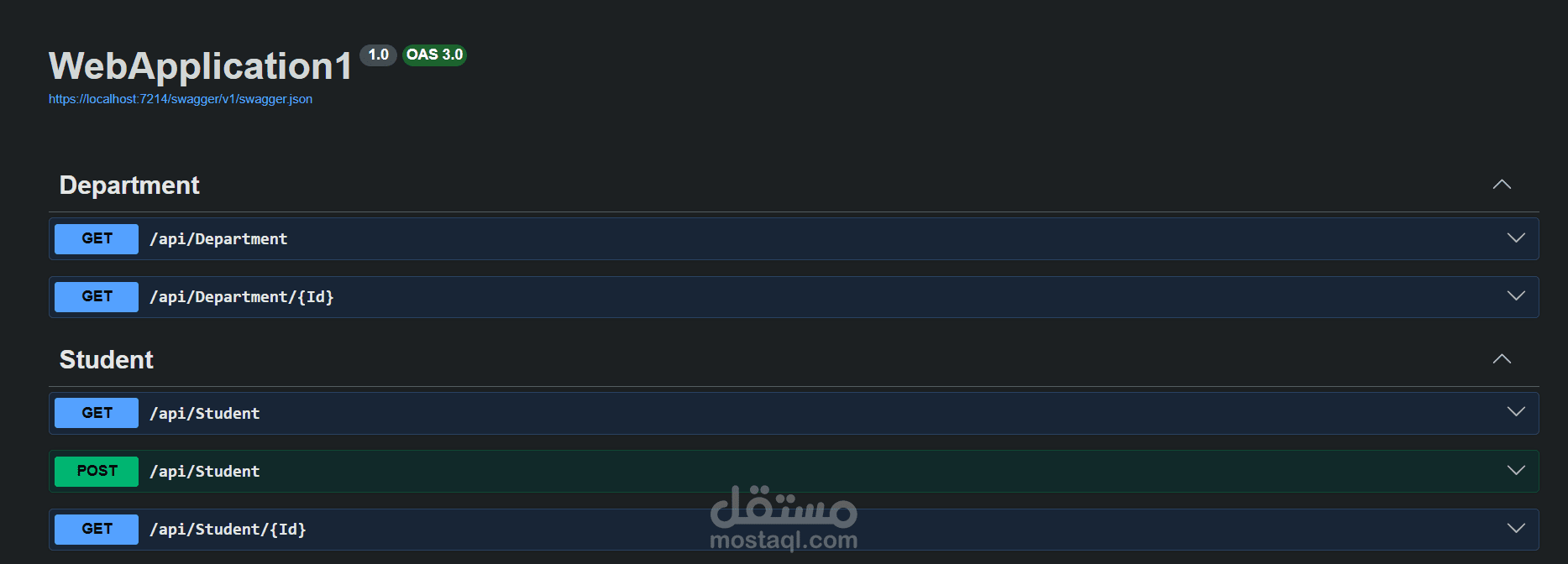 تطوير Web API لإدارة بيانات الطلاب باستخدام CRUD و Database
