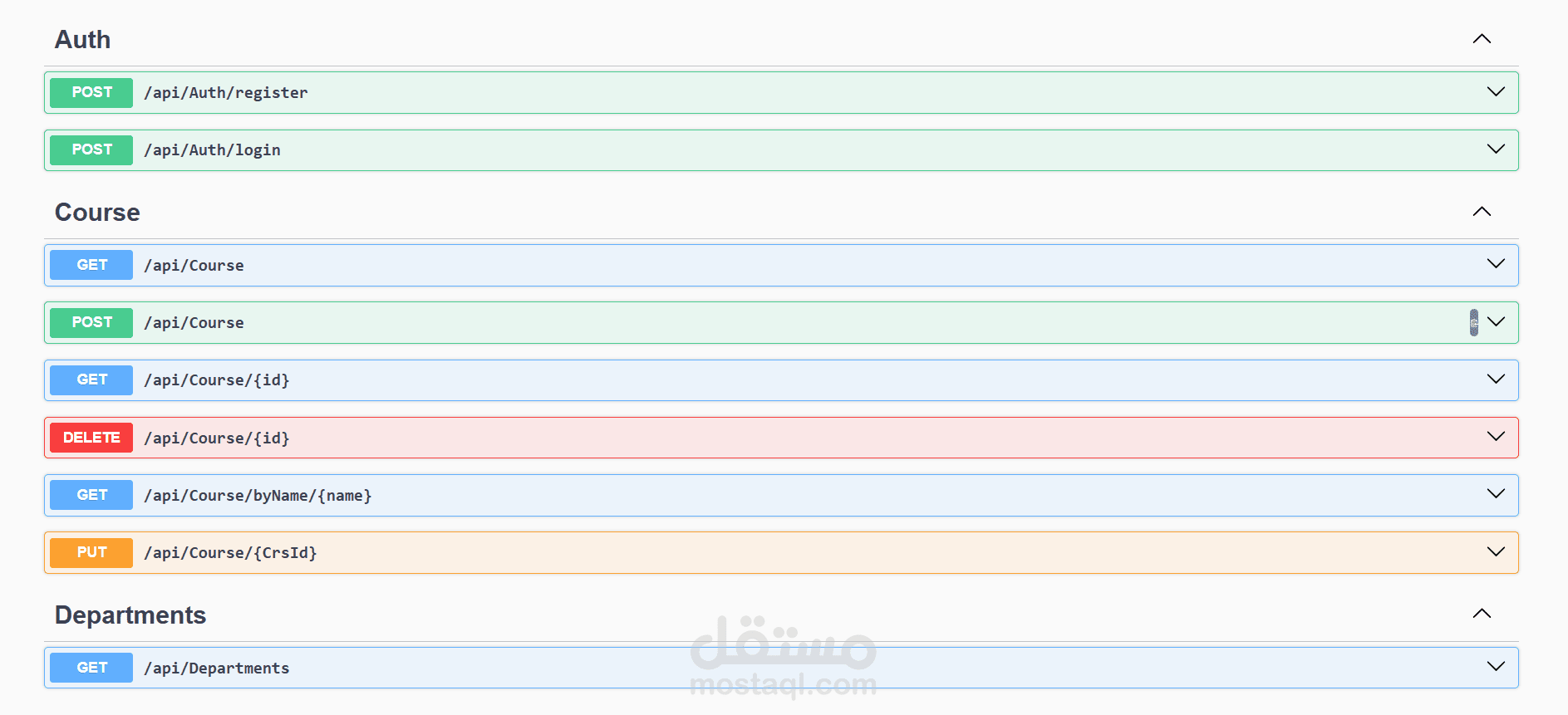 نظام إدارة الكورسات باستخدام ASP.NET Core Web API