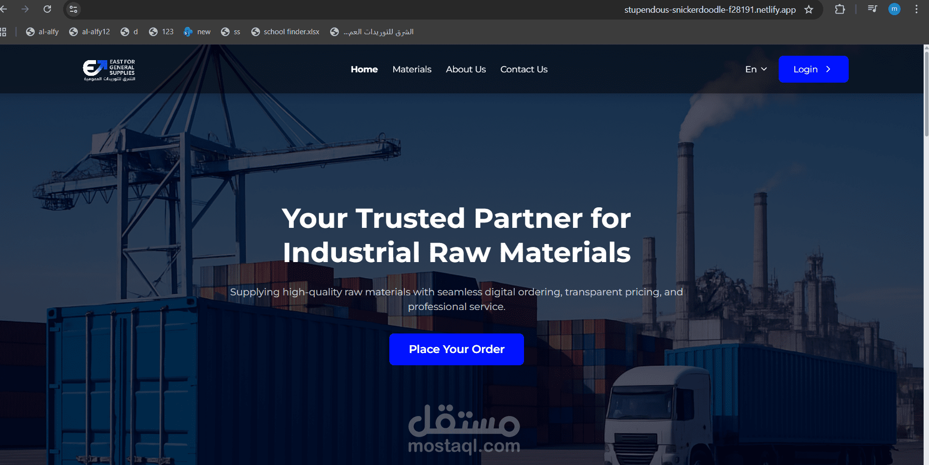 Al Sharq Exportation & Importation Co. Website