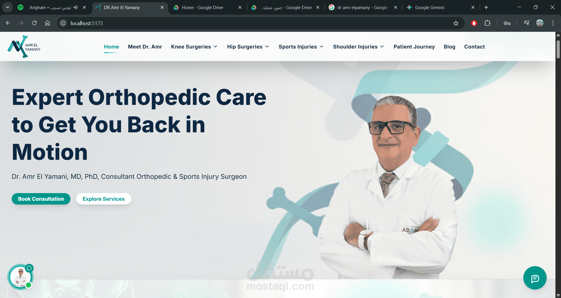 bilingual English Arabic orthopedic clinic website with a public patient facing experience and a secure admin dashboard
