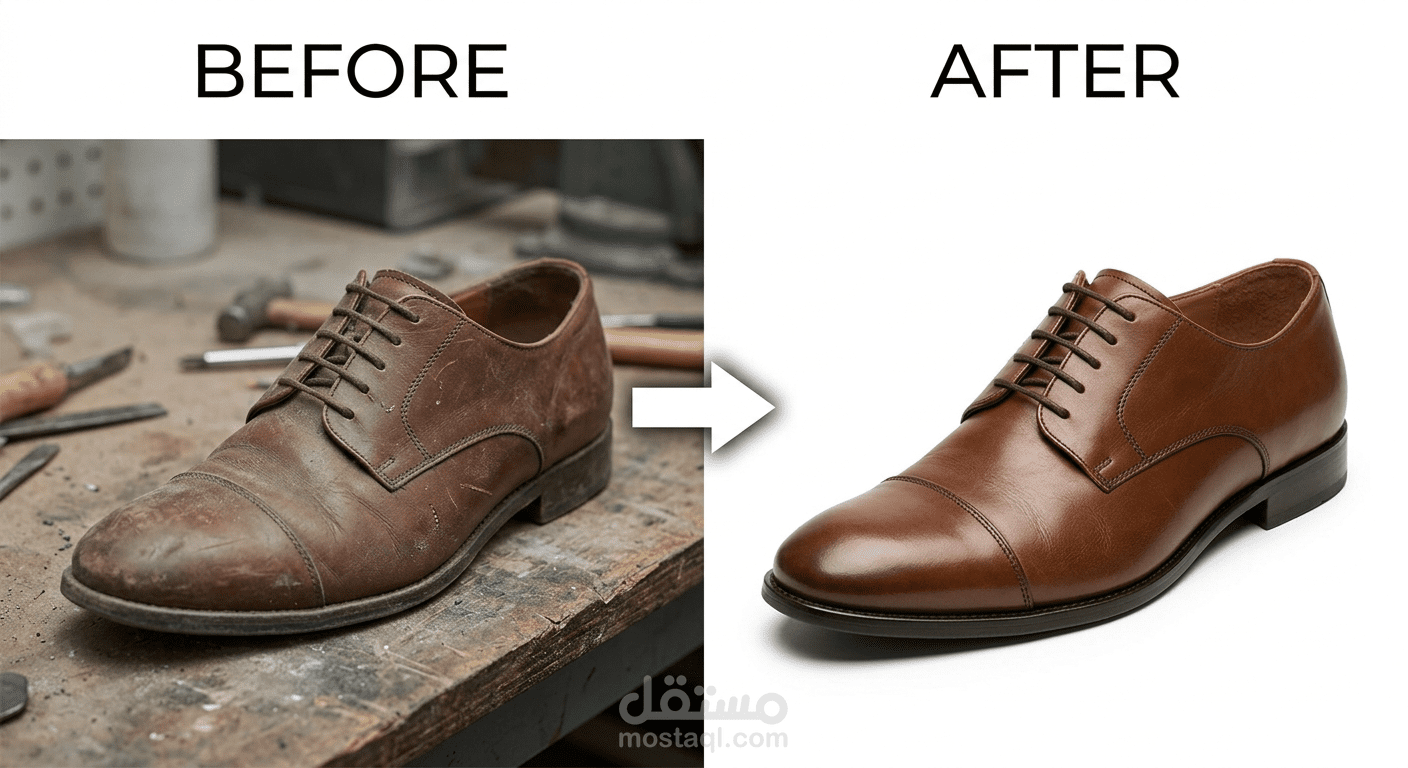 إبراز تفاصيل الجودة: معالجة وتصميم صور أحذية باحترافية عالية