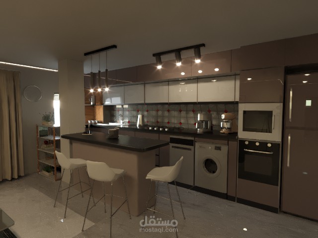 تصميم داخلي ثلاثي الابعاد من مخطط
