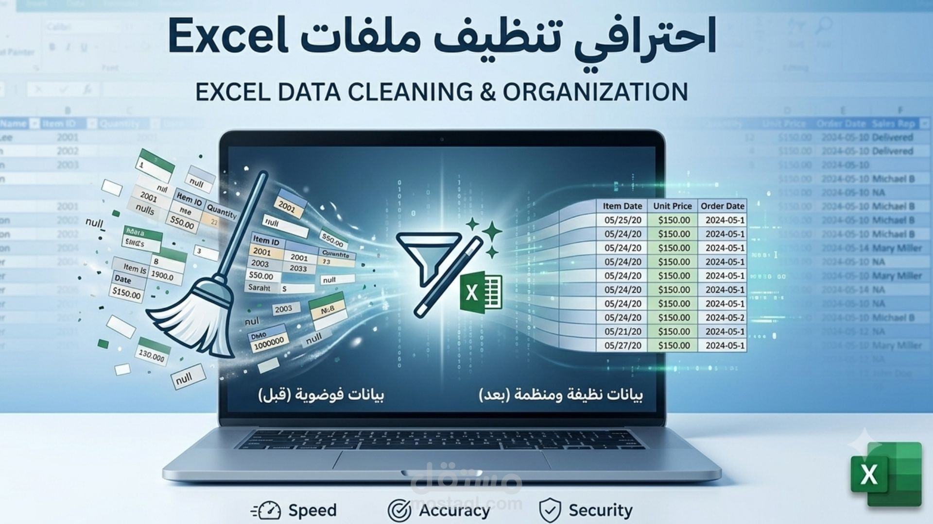 تنظيف ومعالجة ملفات Excel وتجهيز البيانات للتحليل باحترافية