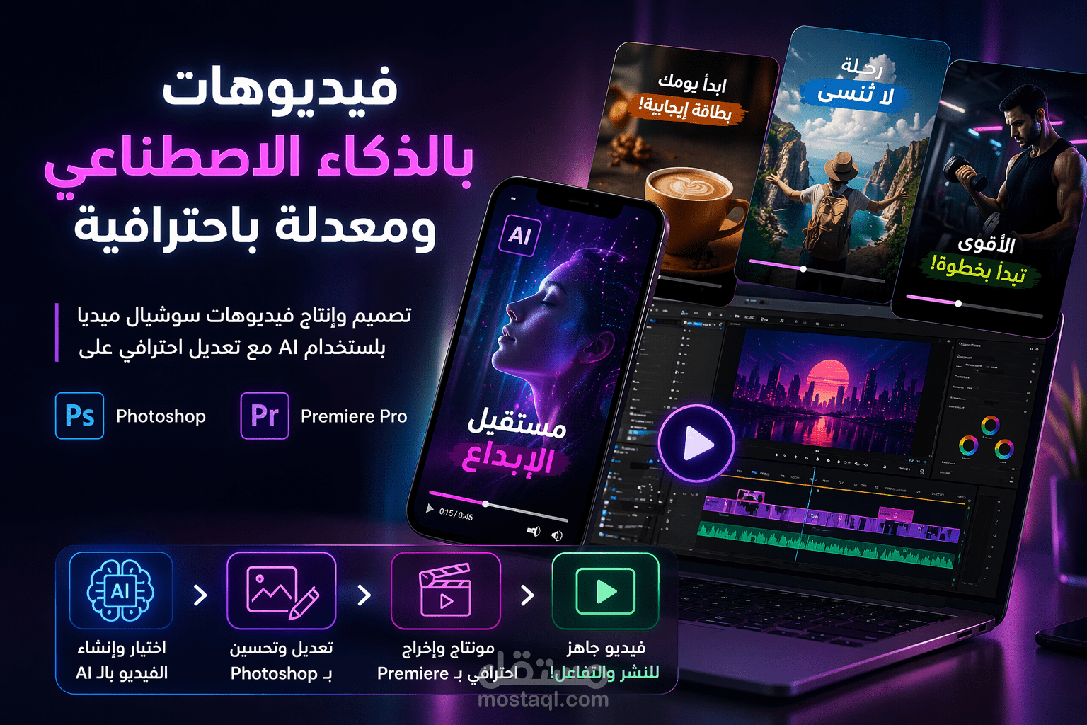 تصميم وتعديل فيديوهات سوشيال ميديا باستخدام الذكاء الاصطناعي (AI)