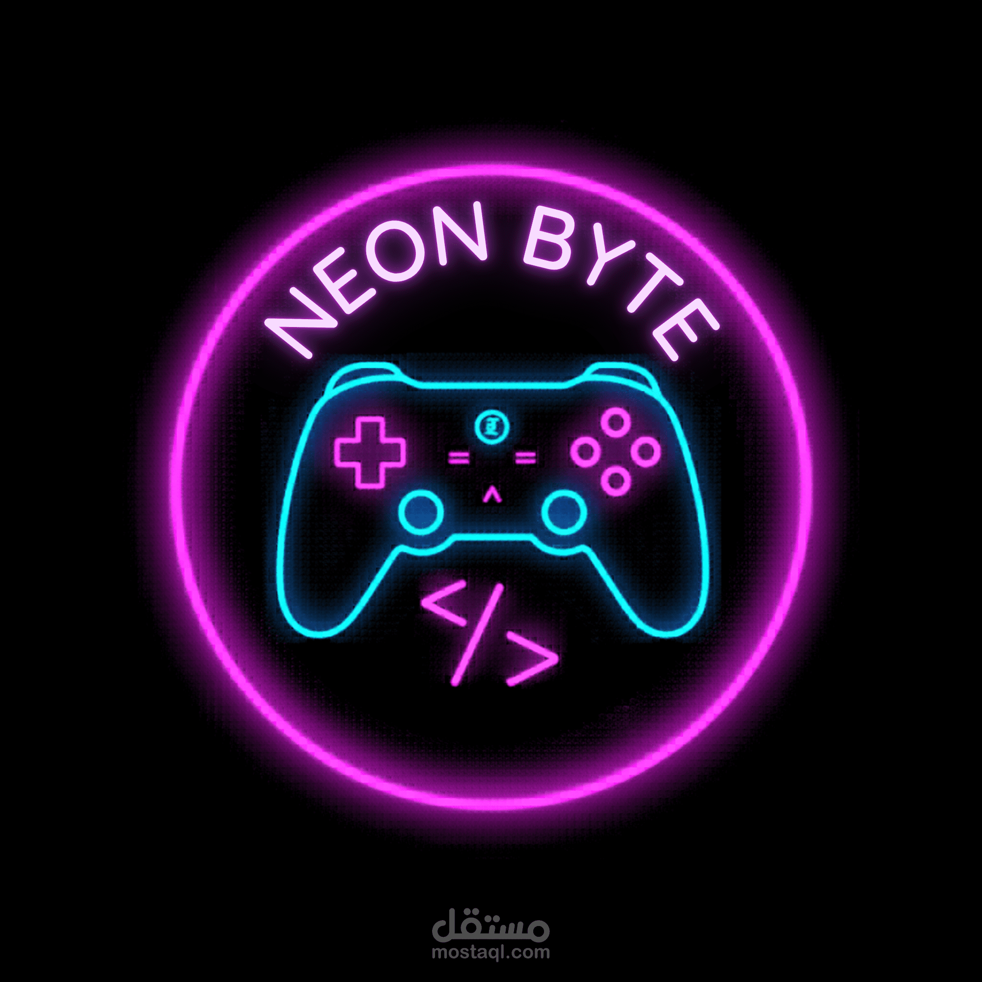 Neon Byte ) cyber gaming logo )
