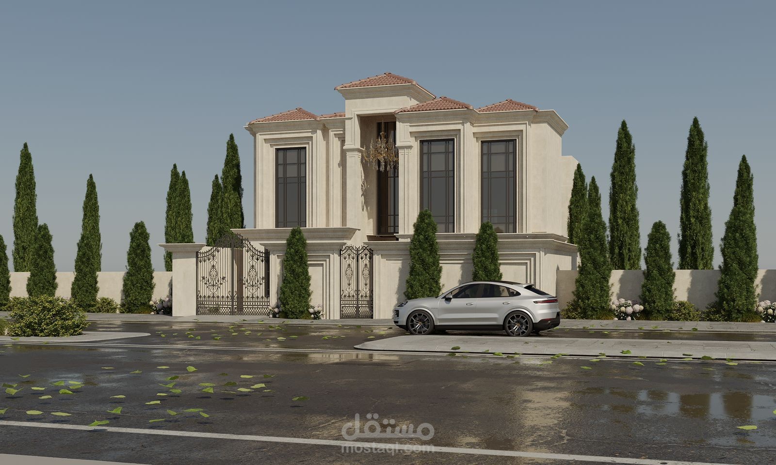 عمل تصميم داخلي و واجهه معماريه لفيلا
