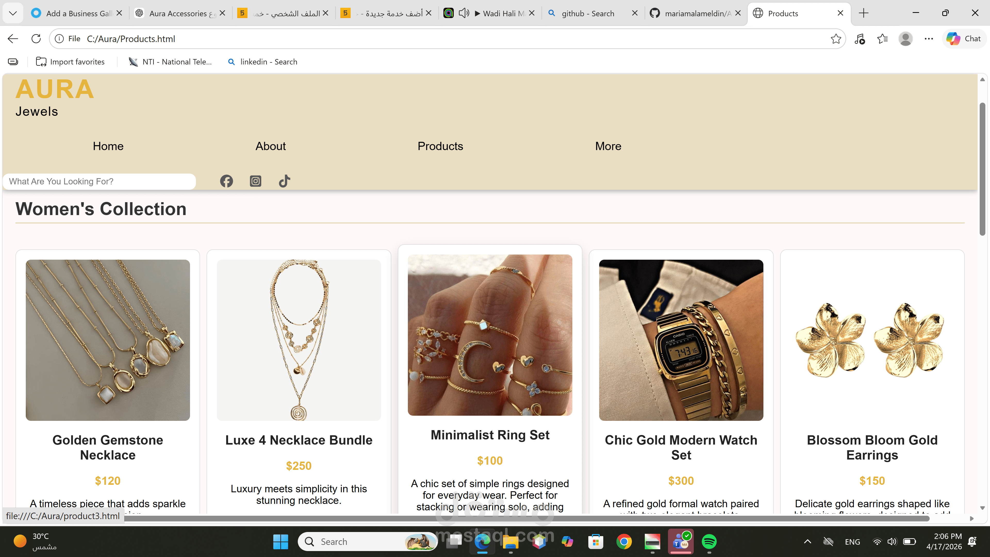 Aura Accessories Website Design