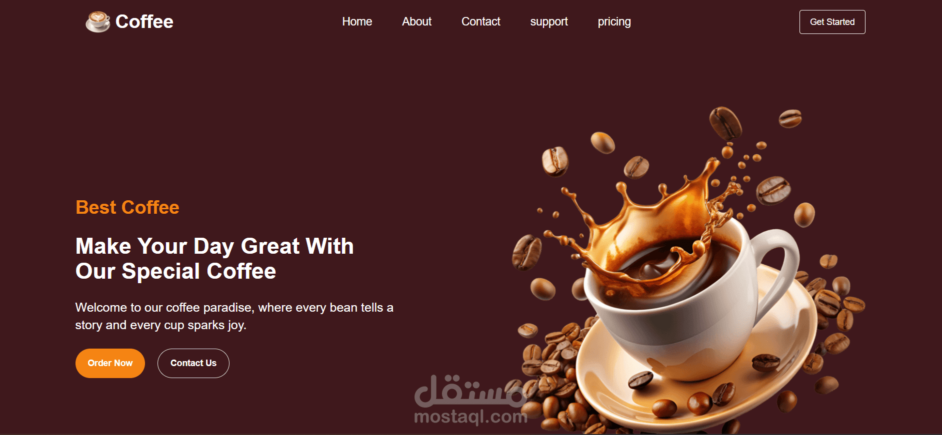 landing page (coffee shop)