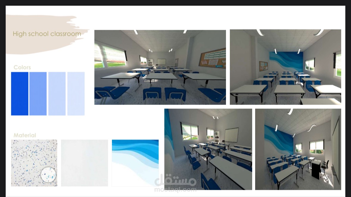 تصميم احد فراغات مدرسة ثانوية
